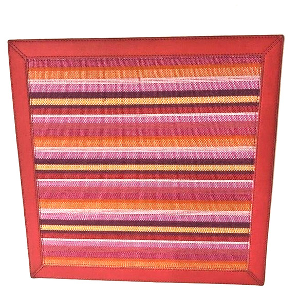 KIM SEYBERT SET OF 2 STRIPE SQUARE BEADED PLACEMATS NEIMAN MARCUS $100 AUTHENTIC - Picture 3 of 4